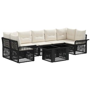 vidaXL Ensemble de canap&eacute; de jardin 8 pc Noir et blanc cr&egrave;me polyrotin