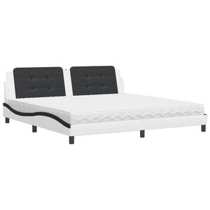 vidaXL Lit avec matelas Zadar blanc et noir 200x200 cm similicuir