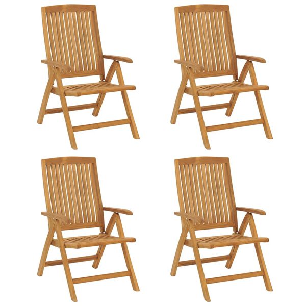 vidaXL Chaises de jardin inclinables lot de 4 et coussins bois teck