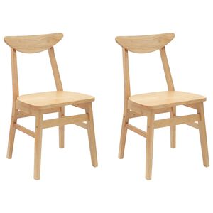vidaXL Chaises de salle &agrave; manger 2 pc Bois de Caoutchouc Massif