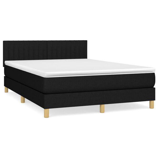 vidaXL Sommier &agrave; lattes de lit avec matelas Noir 140x190 cm Tissu