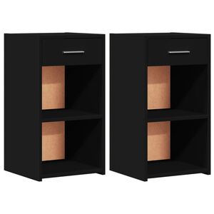 vidaXL Tables de chevet 2 pcs noir 35x34x65 cm bois d&rsquo;ing&eacute;nierie