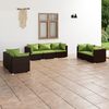 vidaXL Salon de jardin 7 pcs avec coussins R&eacute;sine tress&eacute;e Marron
