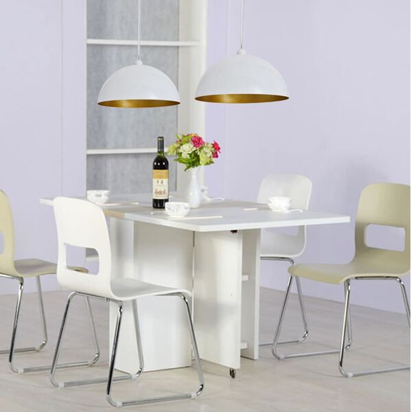 vidaXL Plafonnier 2 pcs Hauteur r&eacute;glable Semi-sph&eacute;rique Blanc