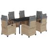 vidaXL Ensemble &agrave; manger de jardin coussins 7 pcs m&eacute;lange beige rotin