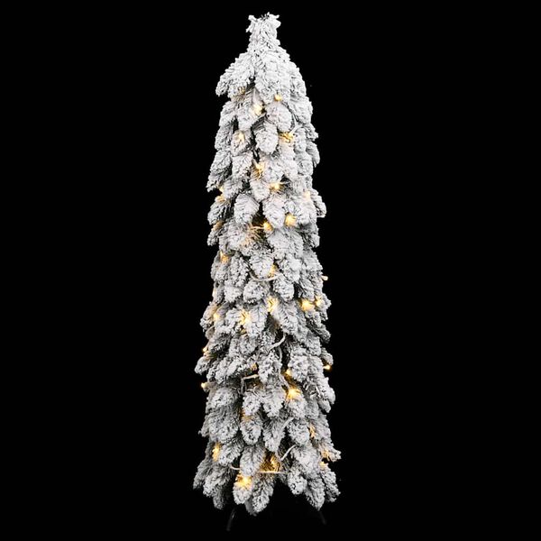 vidaXL Sapin de No&euml;l artificiel pr&eacute;-&eacute;clair&eacute; avec 80 LED/neige floqu&eacute;e