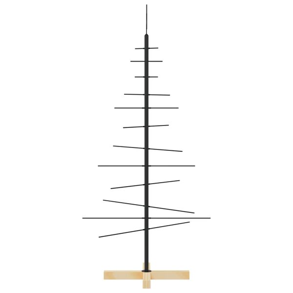 vidaXL Arbre de No&euml;l en m&eacute;tal avec base en bois noir 120 cm