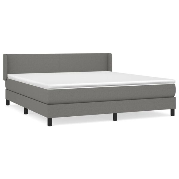 vidaXL Sommier &agrave; lattes de lit avec matelas Gris fonc&eacute; 180x200cm Tissu