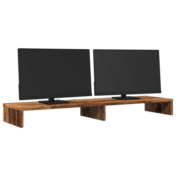 vidaXL Support de moniteur vieux bois 100x27x10 cm bois d'ing&eacute;nierie