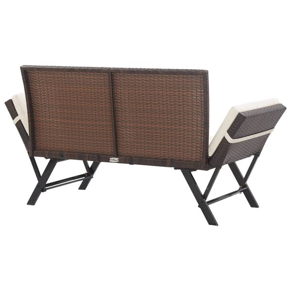 vidaXL Banc de jardin avec coussins 176 cm Marron Résine tressée