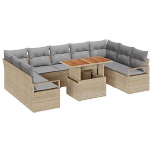 vidaXL Ensemble de canap&eacute; de jardin avec coussin 10 pcs Beige et gris