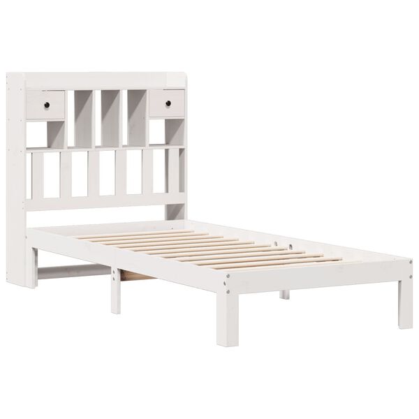 vidaXL Lit biblioth&egrave;que sans matelas blanc 90x190cm bois de pin massif