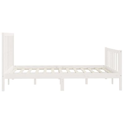 vidaXL Cadre de lit Blanc Bois massif 150x200 cm Très grand