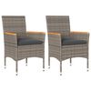 vidaXL Chaises de jardin avec coussins lot de 2 gris r&eacute;sine tress&eacute;e