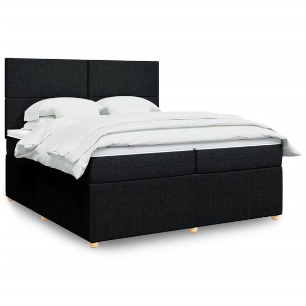 vidaXL Sommier &agrave; lattes de lit avec matelas Noir 200x200 cm Tissu