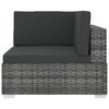 vidaXL Chaise d'angle 1 pc et coussins Résine tressée Gris