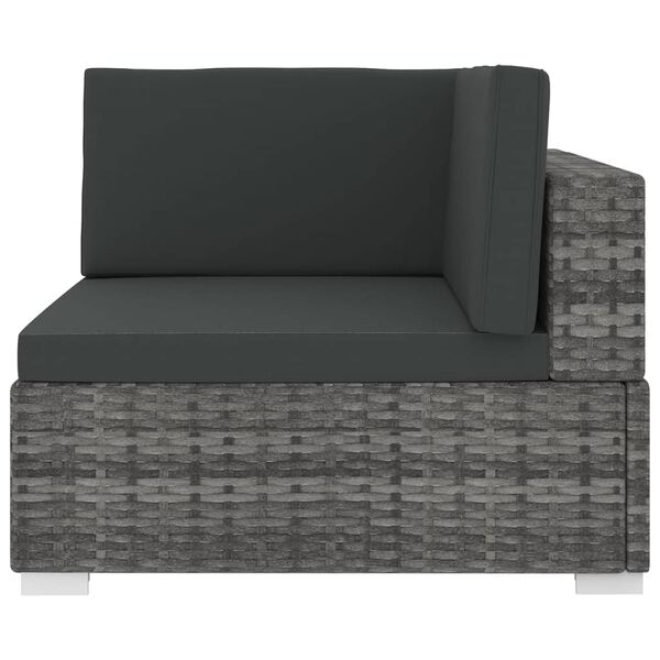 vidaXL Chaise d'angle 1 pc et coussins Résine tressée Gris