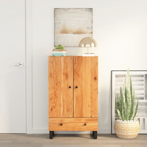 vidaXL Buffet haut avec tiroir 60x33x100cm bois massif d'acacia et fer