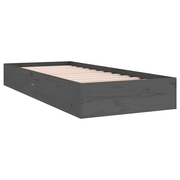 vidaXL Cadre de lit sans matelas gris bois massif 75x190 cm