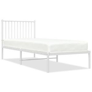 vidaXL Cadre de lit m&eacute;tal sans matelas avec t&ecirc;te de lit blanc 80x200cm
