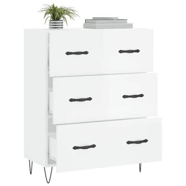 vidaXL Buffet Blanc brillant 69,5x34x90 cm Bois d'ingénierie