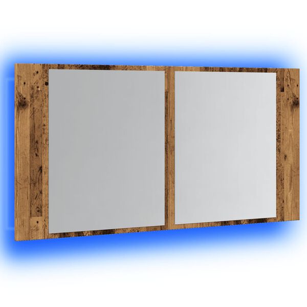 vidaXL Armoire &agrave; miroir LED vieux bois 90x12x45 cm bois d'ing&eacute;nierie