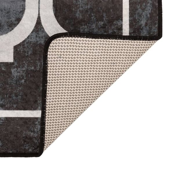 vidaXL Tapis lavable noir et blanc 80x300 cm antid&eacute;rapant