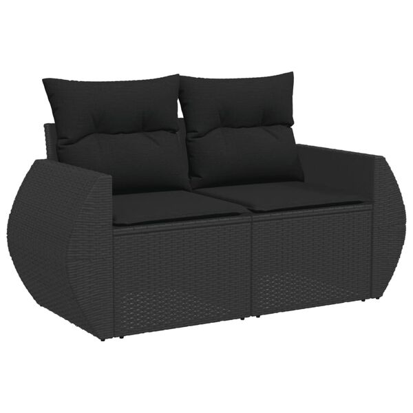 vidaXL Salon de jardin 6 pcs avec coussins noir r&eacute;sine tress&eacute;e