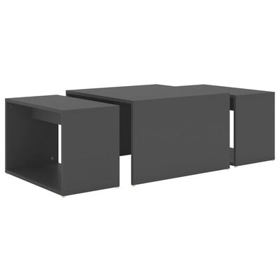 vidaXL Tables basses gigognes 3 pcs gris 60x60x38 cm bois d'ingénierie