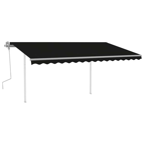 vidaXL Auvent manuel r&eacute;tractable avec poteaux 4,5x3 m Anthracite