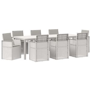vidaXL Ensemble de salle &agrave; manger pour jardin 9 pc Blanc et gris clair