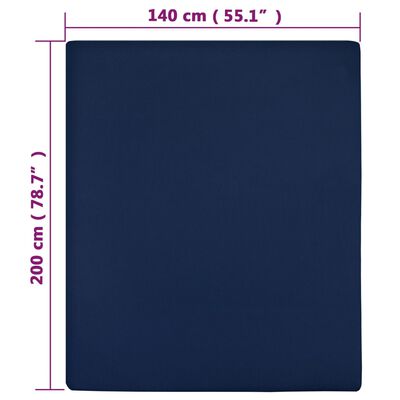 vidaXL Draps-housses Jersey 2 pcs Bleu marine 140x200 cm Coton