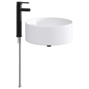 vidaXL Lavabo de salle de bain avec robinet et &eacute;vacuation Noir Mat