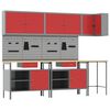 vidaXL Ensemble de placards de travail 10 pi&egrave;ces Rouge et Gris
