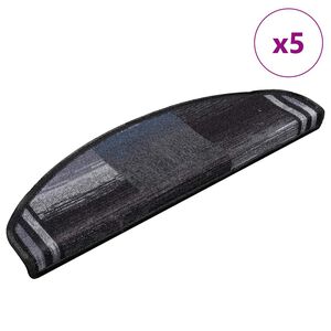 vidaXL Tapis d'escalier autoadh&eacute;sifs 5 pcs 65x21x4 cm Noir et gris