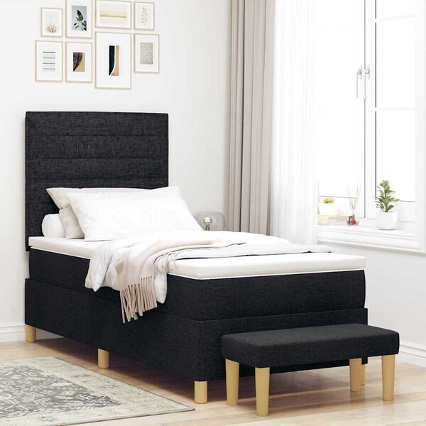 vidaXL Lit &agrave; ressorts avec matelas Noir 100 x 200 cm tissu