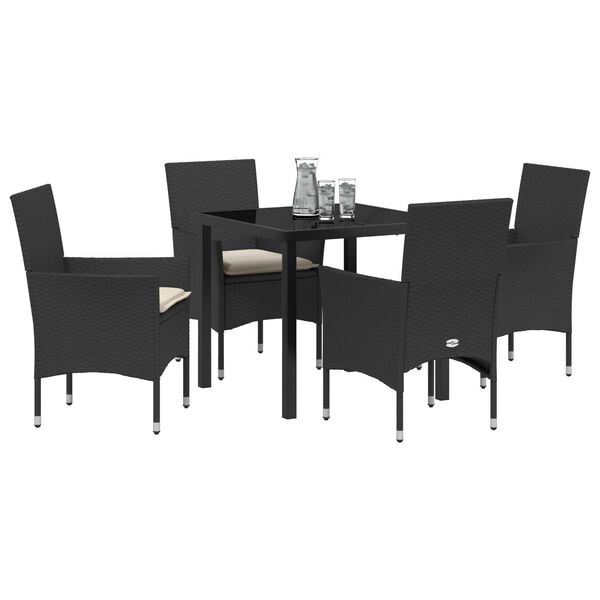 vidaXL Ensemble de salle &agrave; manger pour jardin 5 pcs Noir polyrotin