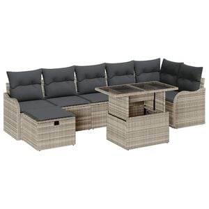 vidaXL Ensemble de canap&eacute; de jardin 8 pc Gris clair polyrotin