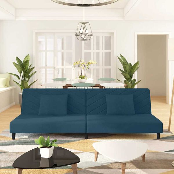 vidaXL Canap&eacute;-lit &agrave; 2 places avec deux oreillers Rose Velours