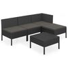 vidaXL Salon de jardin 5 pcs avec coussins résine tressée noir