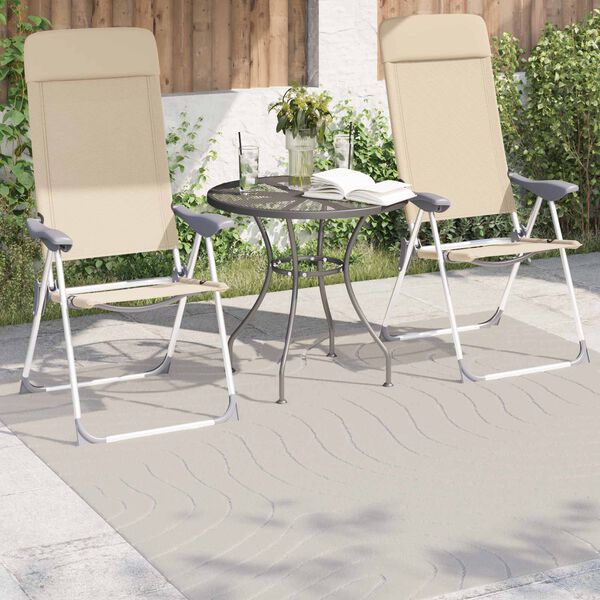 vidaXL Tapis de surface Carr&eacute; HUARTE Cr&egrave;me 200 x 200 cm Polyester