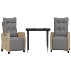 vidaXL Ensemble &agrave; manger de jardin et coussins 3 pcs m&eacute;lange beige