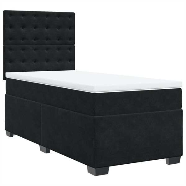 vidaXL Sommier &agrave; lattes de lit avec matelas Noir 90x200 cm Velours