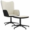 vidaXL Chaise de relaxation avec tabouret Blanc cr&egrave;me Velours et PVC