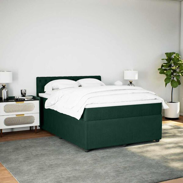 vidaXL Sommier &agrave; lattes de lit et matelas Vert fonc&eacute; 160x200cm Velours