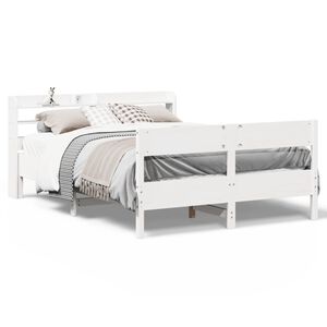 vidaXL Cadre de lit sans matelas blanc 140x200 cm bois de pin massif