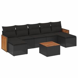 vidaXL Salon de jardin 8 pcs avec coussins noir r&eacute;sine tress&eacute;e