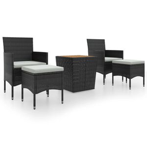 vidaXL Ensemble de bistro de jardin 5pcs R&eacute;sine tress&eacute;e et acacia Noir