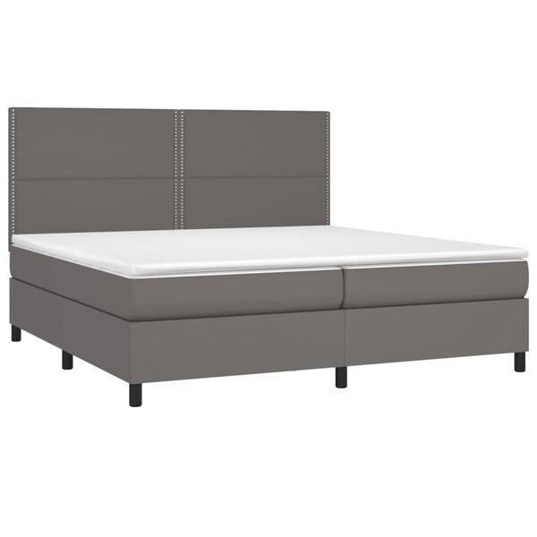 vidaXL Sommier &agrave; lattes de lit avec matelas Gris 200x200 cm Similicuir