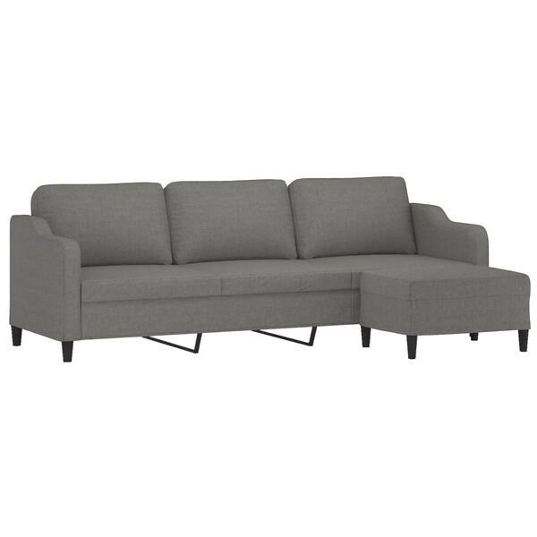vidaXL Canap&eacute; &agrave; 3 places avec repose-pieds Gris fonc&eacute; 210 cm Tissu